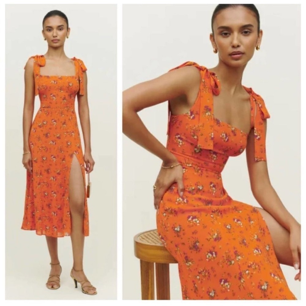NWT | Reformation Twilight August Orange Midi Dress